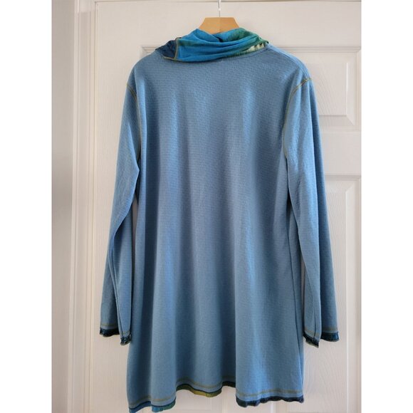 Parsley & Sage Green blue Cowl neck tunic top size XL lagenlook art to wear - Picture 7 of 10